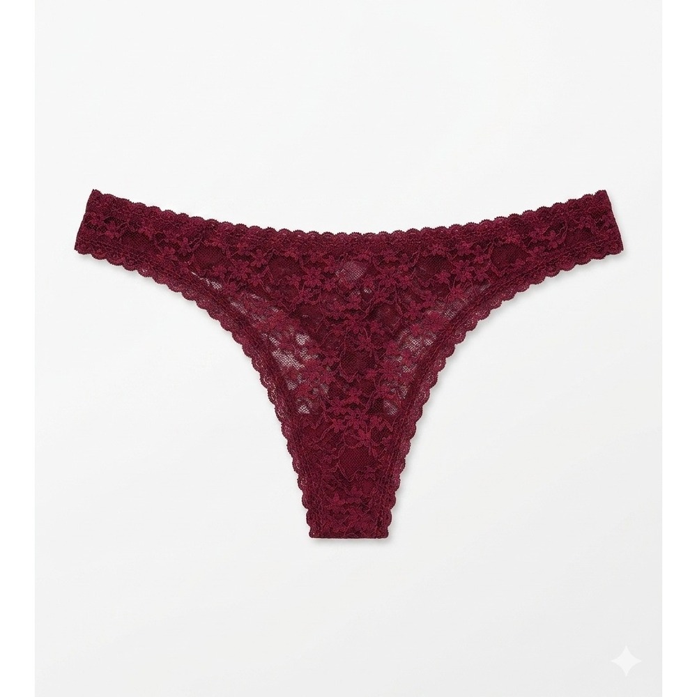 Free People Burgundy Floral Lace Thong Panty FP281121CY Medium Wine Red NEW